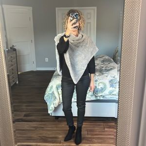 Faux fur poncho